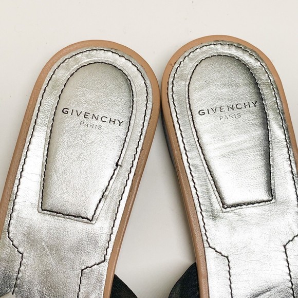 Givenchy Mule Bedford Flats 39.5 US 9.5 Tan Leather Black Elastic Logo - Picture 6 of 9